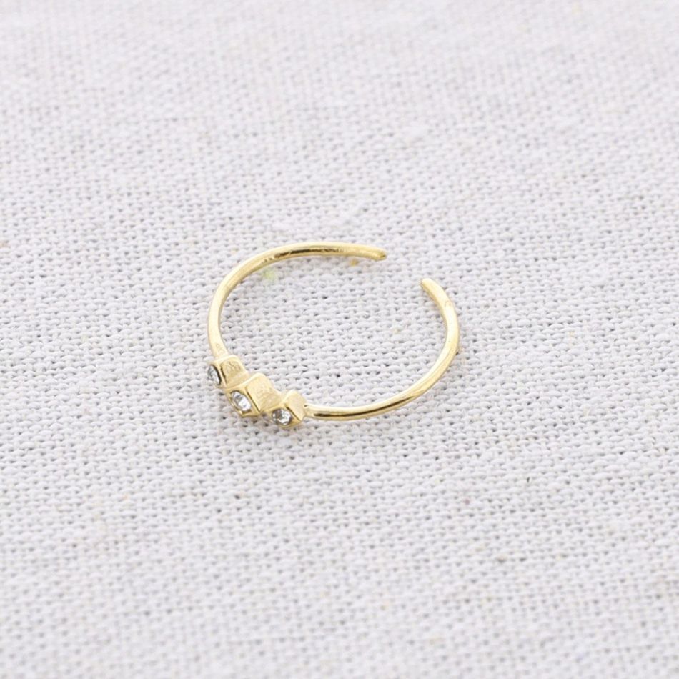 THREE CRYSTALS STEEL RING