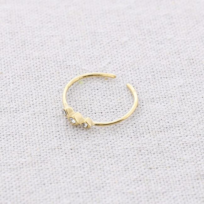 THREE CRYSTALS STEEL RING