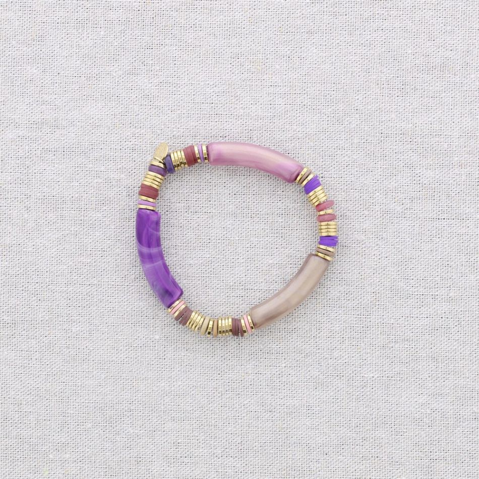 STEEL ELASTIC BRACELET WITH RESIN BEADS