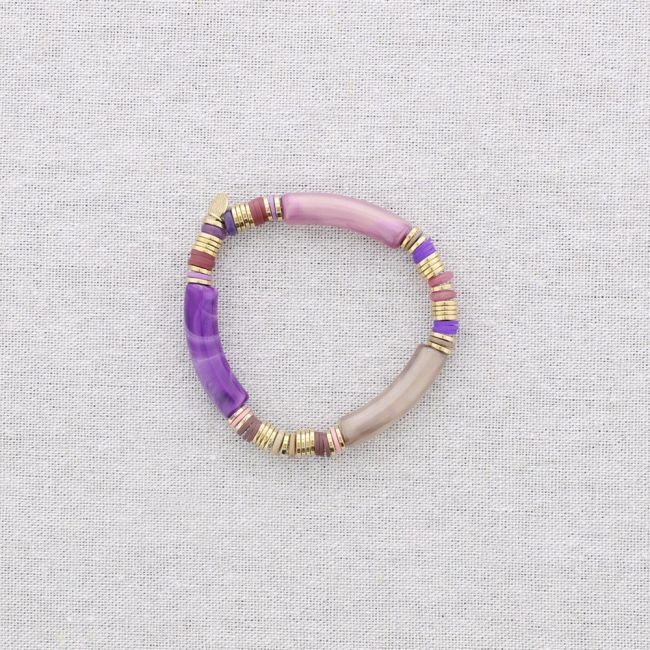 STEEL ELASTIC BRACELET WITH RESIN BEADS