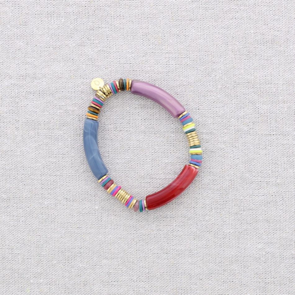 STEEL ELASTIC BRACELET WITH RESIN BEADS