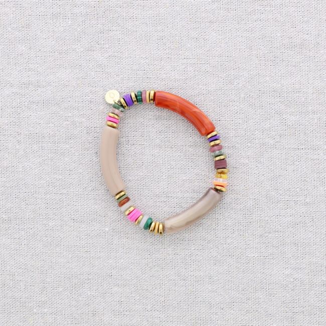 STEEL ELASTIC BRACELET WITH RESIN BEADS