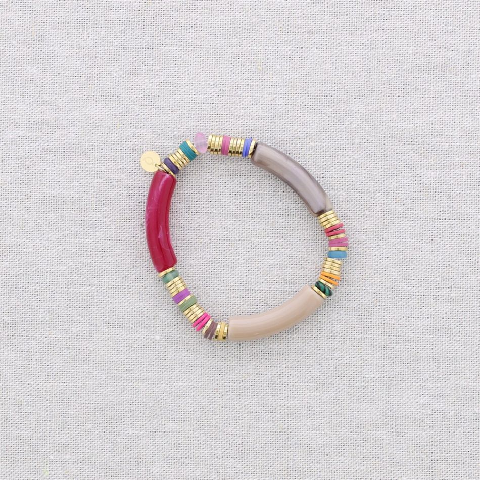 STEEL ELASTIC BRACELET WITH RESIN BEADS