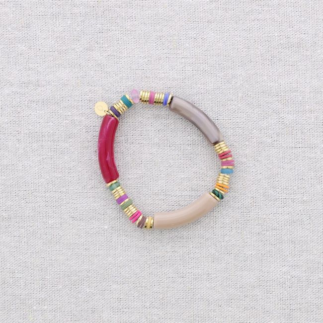 STEEL ELASTIC BRACELET WITH RESIN BEADS