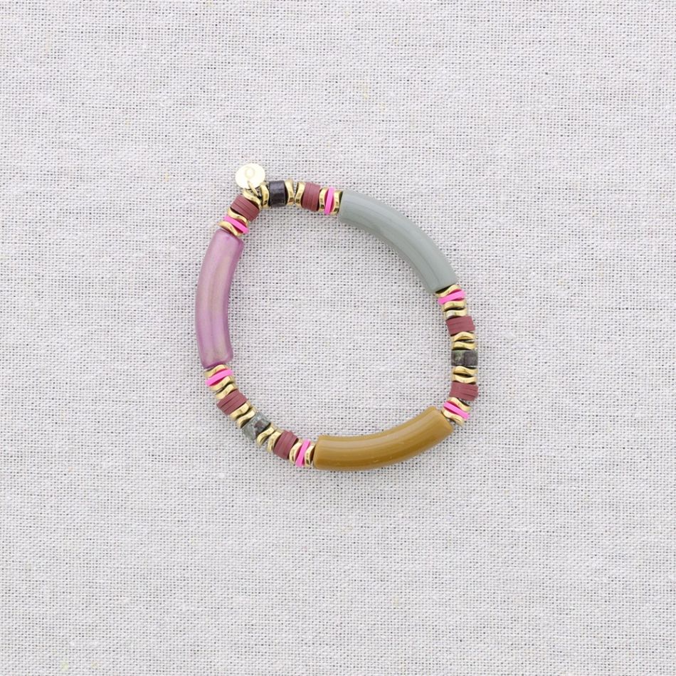 STEEL ELASTIC BRACELET WITH RESIN BEADS