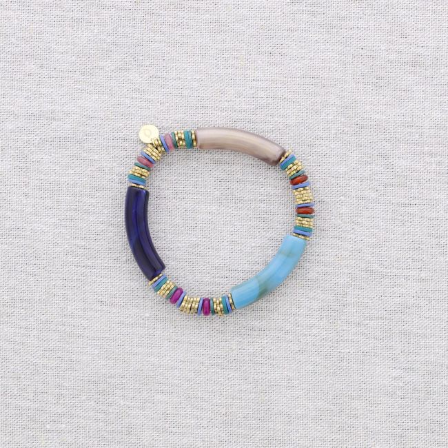 STEEL ELASTIC BRACELET WITH RESIN BEADS