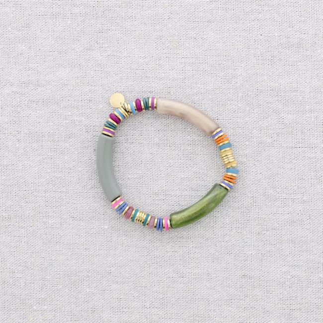 STEEL ELASTIC BRACELET WITH RESIN BEADS