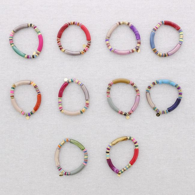STEEL ELASTIC BRACELET WITH RESIN BEADS