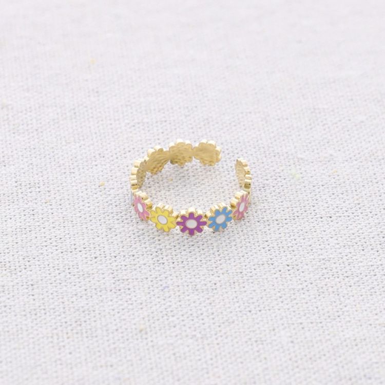 ENAMEL DAISIES STEEL RING 2
