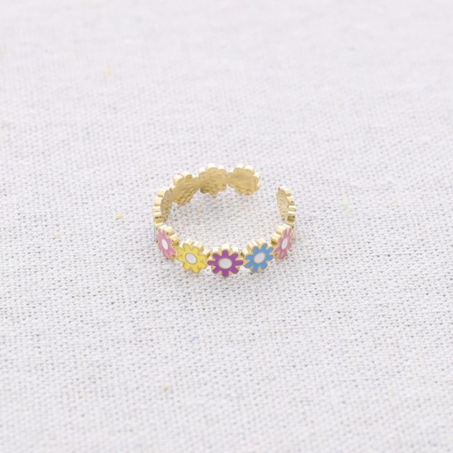 ENAMEL DAISIES STEEL RING