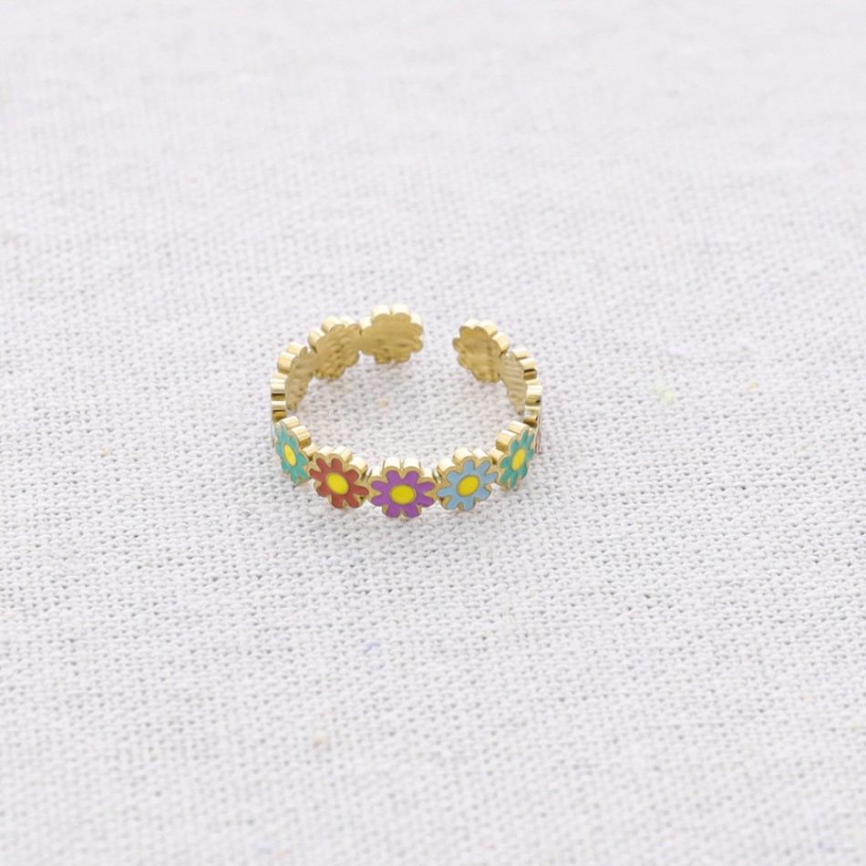 ENAMEL DAISIES STEEL RING