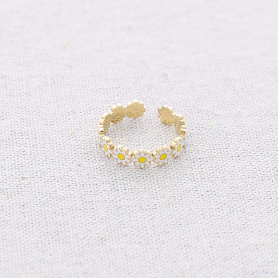 ANILLO ACERO MARGARITAS ESMALTE