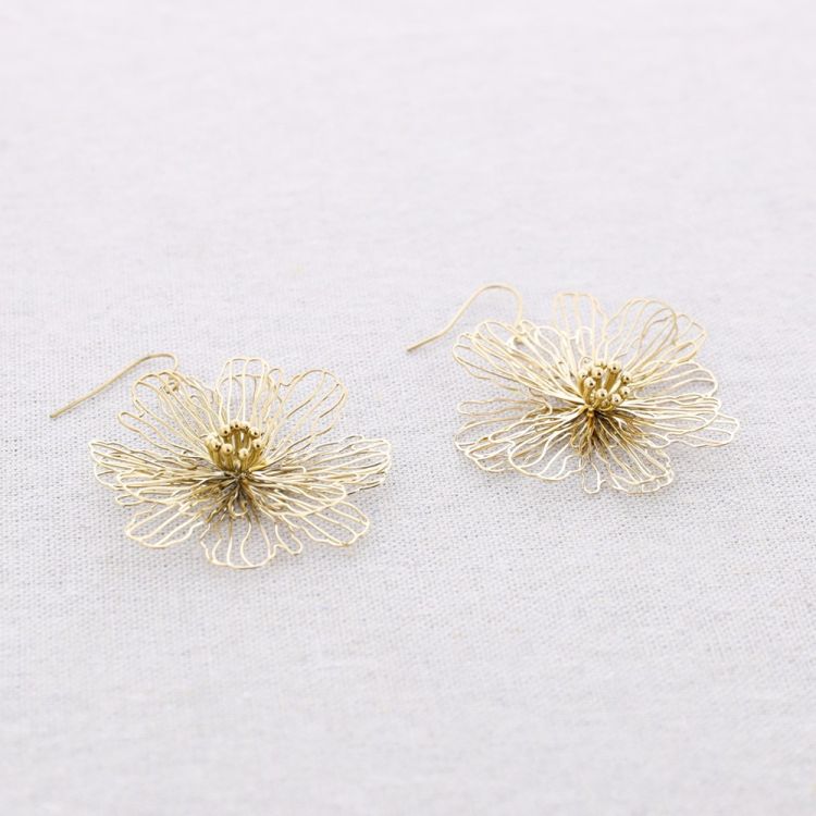 PENDIENTES ACERO PRESIÓN FLOR FILIGRANA
