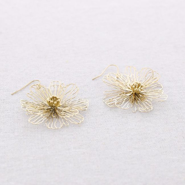PENDIENTES ACERO PRESIÓN FLOR FILIGRANA