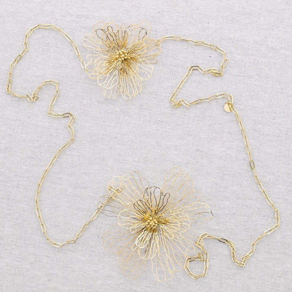 COLLAR LARGO ACERO DOBLE FLOR FILIGRANA
