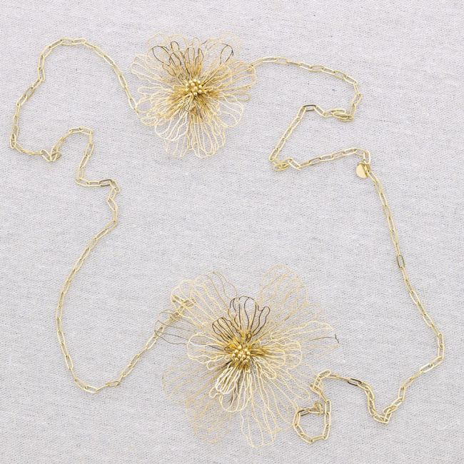 COLLAR LARGO ACERO DOBLE FLOR FILIGRANA