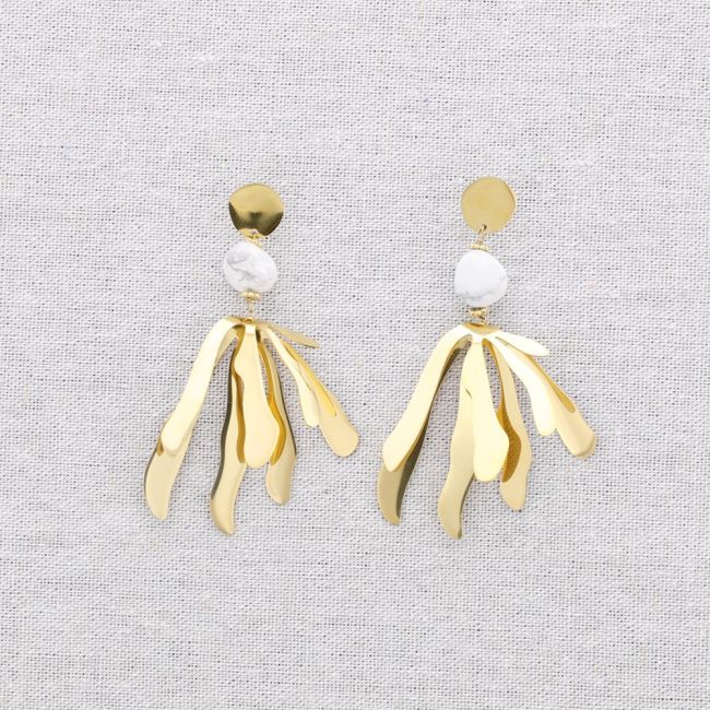 PENDIENTES ACERO PIEDRA FLOR