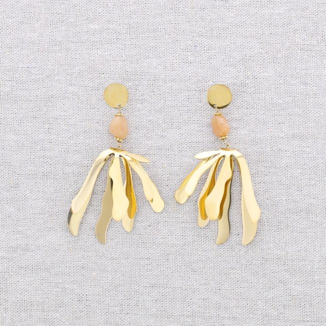 PENDIENTES ACERO PIEDRA FLOR