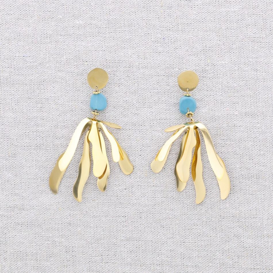 PENDIENTES ACERO PIEDRA FLOR