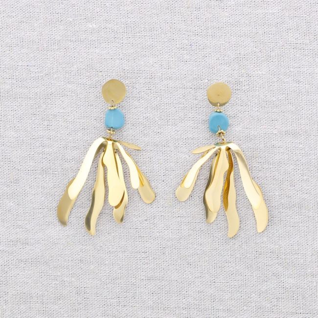FLOWER STONE STEEL EARRINGS