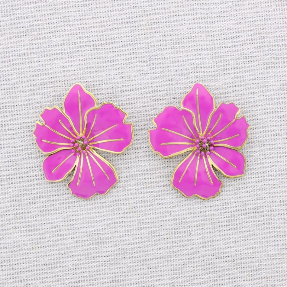 PENDIENTES ACERO FLOR ESMALTE