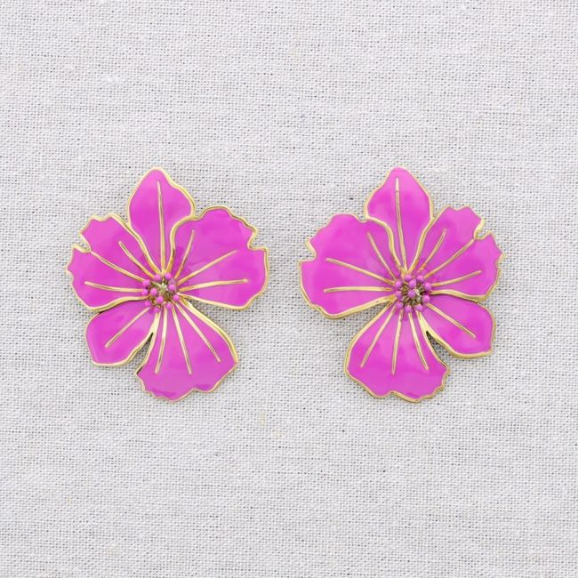 ENAMEL FLOWER STEEL EARRINGS