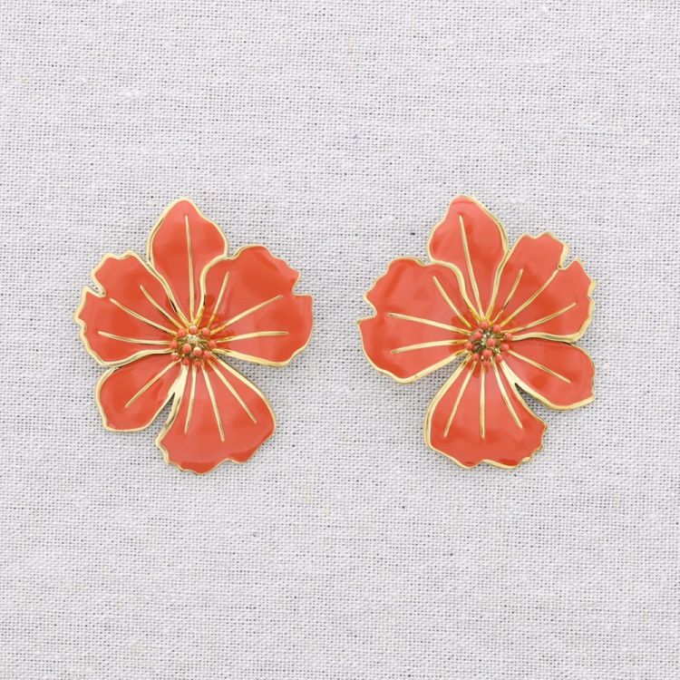 ENAMEL FLOWER STEEL EARRINGS