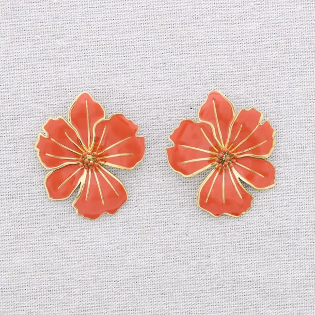 PENDIENTES ACERO FLOR ESMALTE