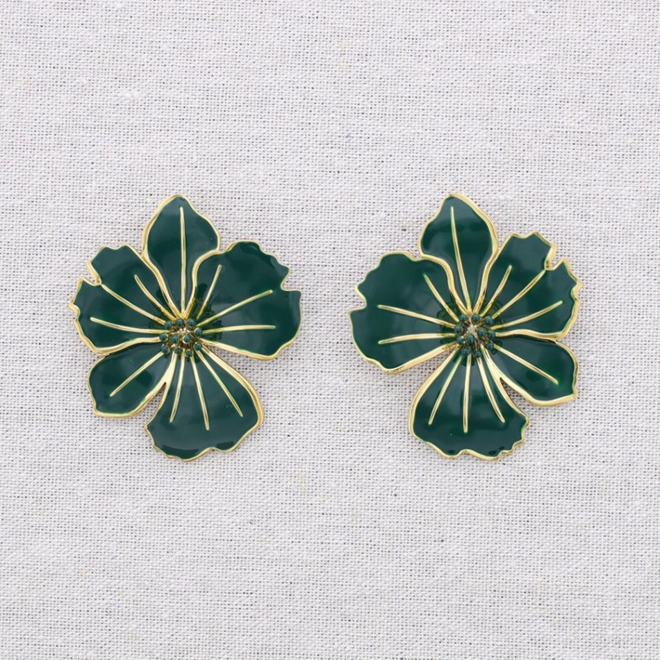 PENDIENTES ACERO FLOR ESMALTE