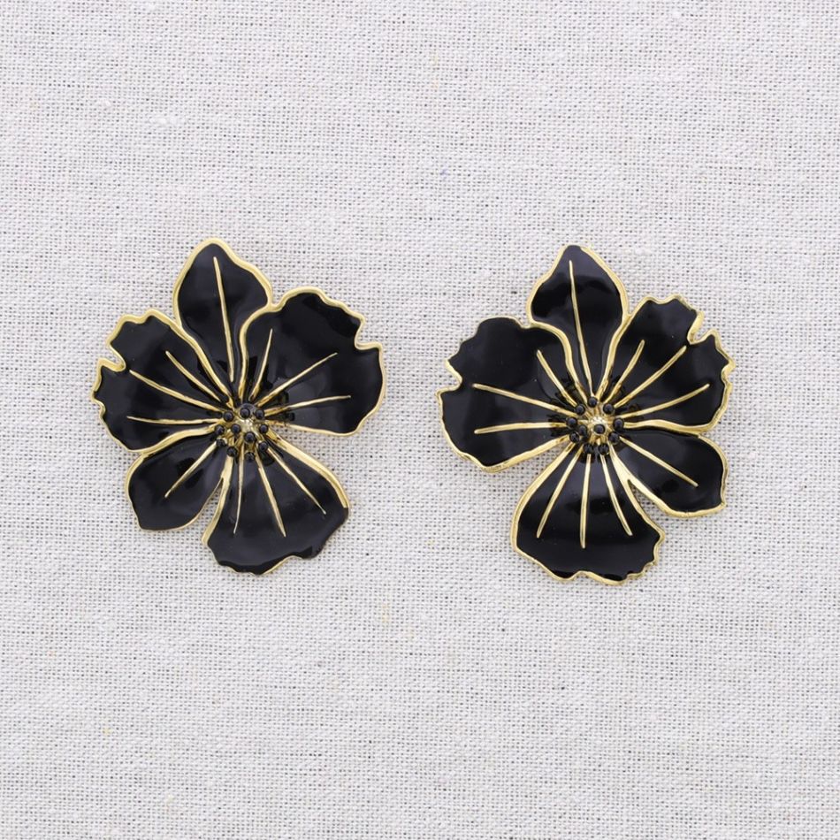 ENAMEL FLOWER STEEL EARRINGS