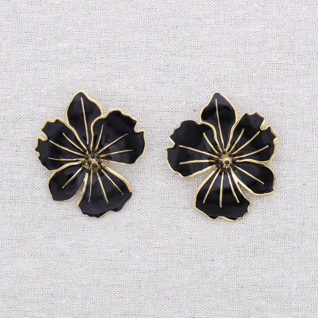 ENAMEL FLOWER STEEL EARRINGS