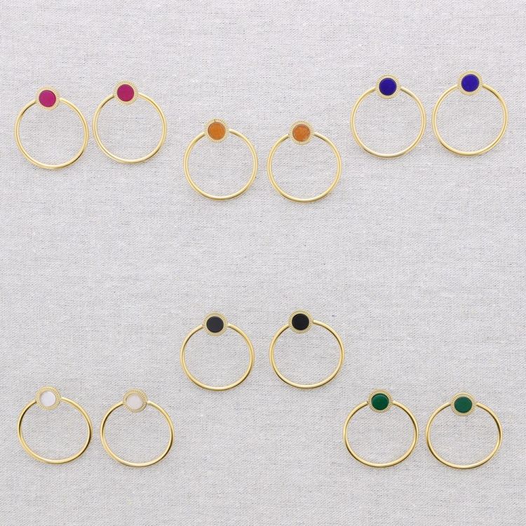 STONE RING STEEL EARRINGS 2