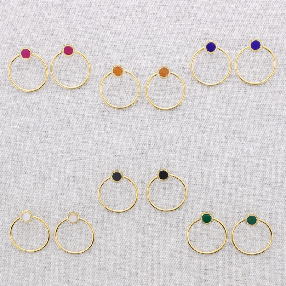 PENDIENTES ACERO ANILLA PIEDRA