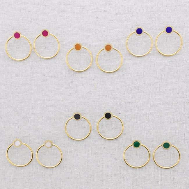 STONE RING STEEL EARRINGS