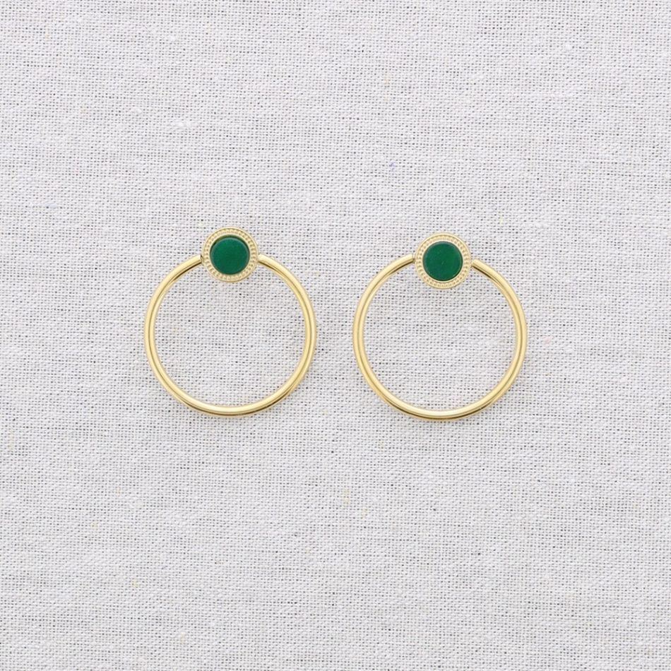 PENDIENTES ACERO ANILLA PIEDRA