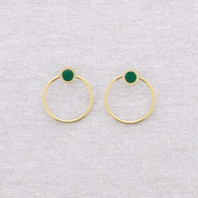 STONE RING STEEL EARRINGS