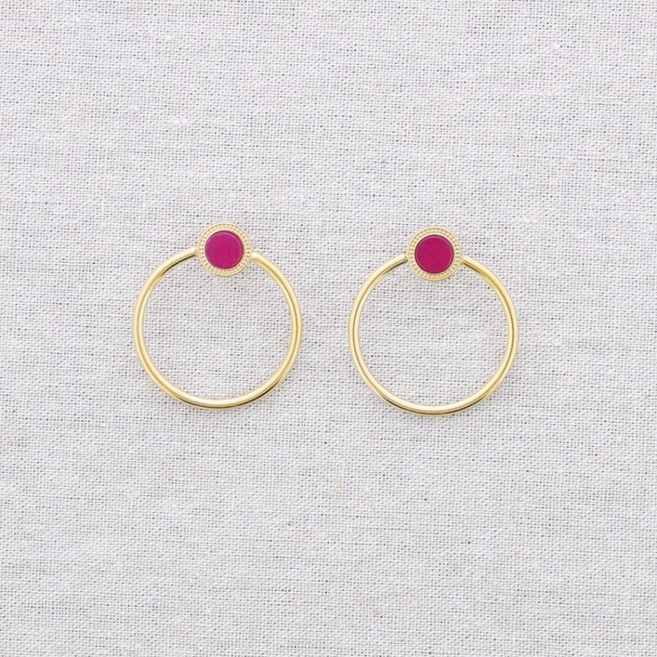 STONE RING STEEL EARRINGS