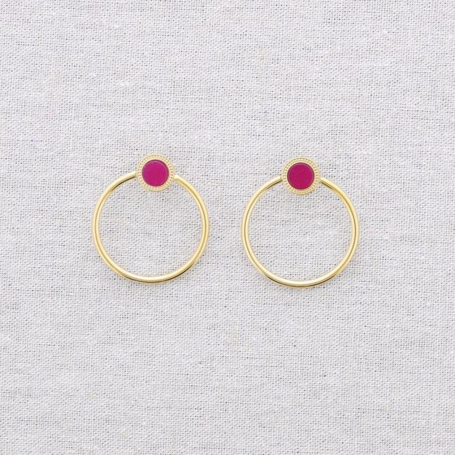 PENDIENTES ACERO ANILLA PIEDRA
