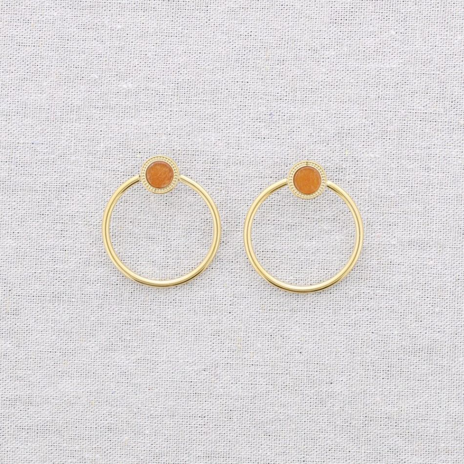 STONE RING STEEL EARRINGS