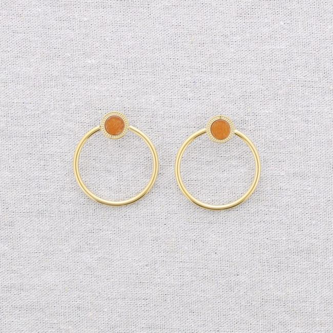 PENDIENTES ACERO ANILLA PIEDRA