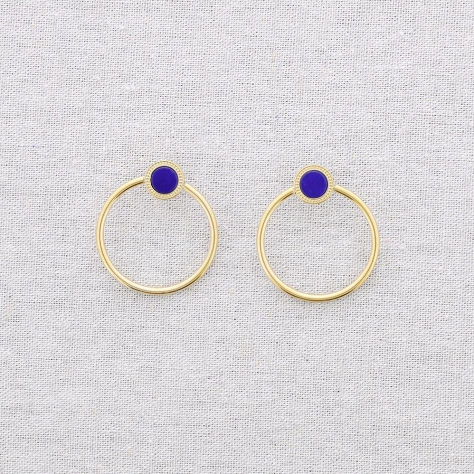 PENDIENTES ACERO ANILLA PIEDRA