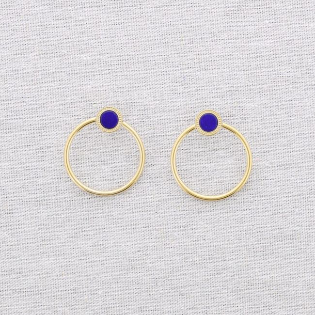 PENDIENTES ACERO ANILLA PIEDRA