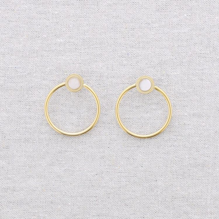 PENDIENTES ACERO ANILLA PIEDRA