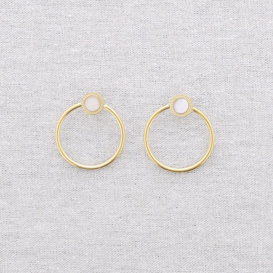 PENDIENTES ACERO ANILLA PIEDRA