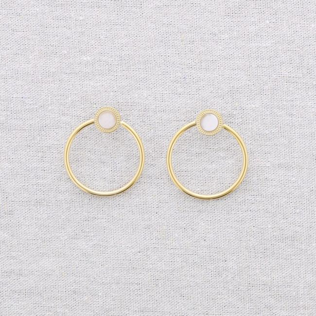 STONE RING STEEL EARRINGS