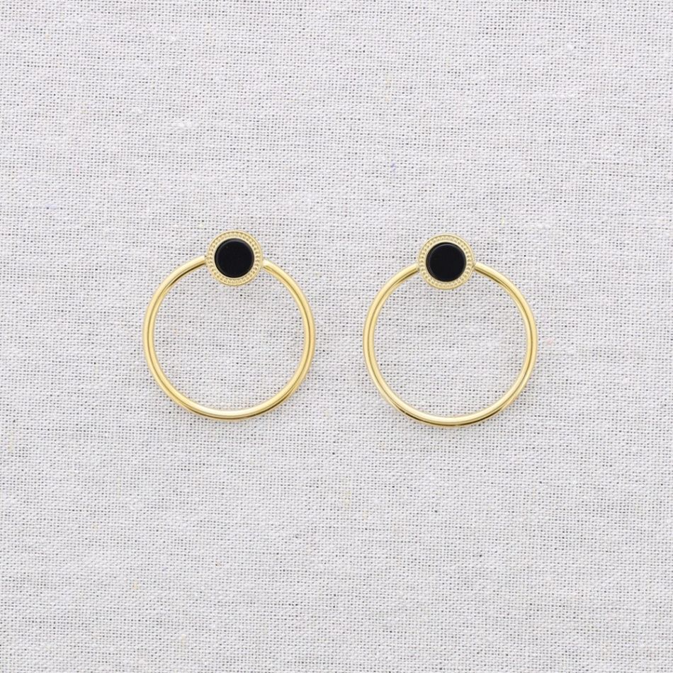 STONE RING STEEL EARRINGS