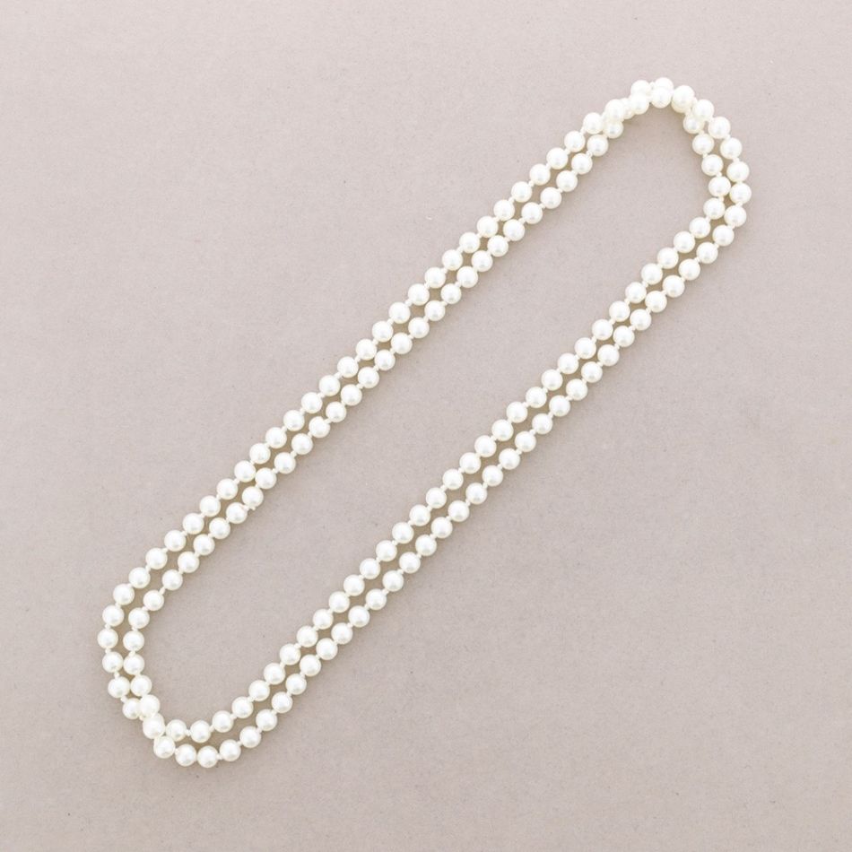 LONG NECKLACE WITH IMITATION PEARL KNOTS BALLS