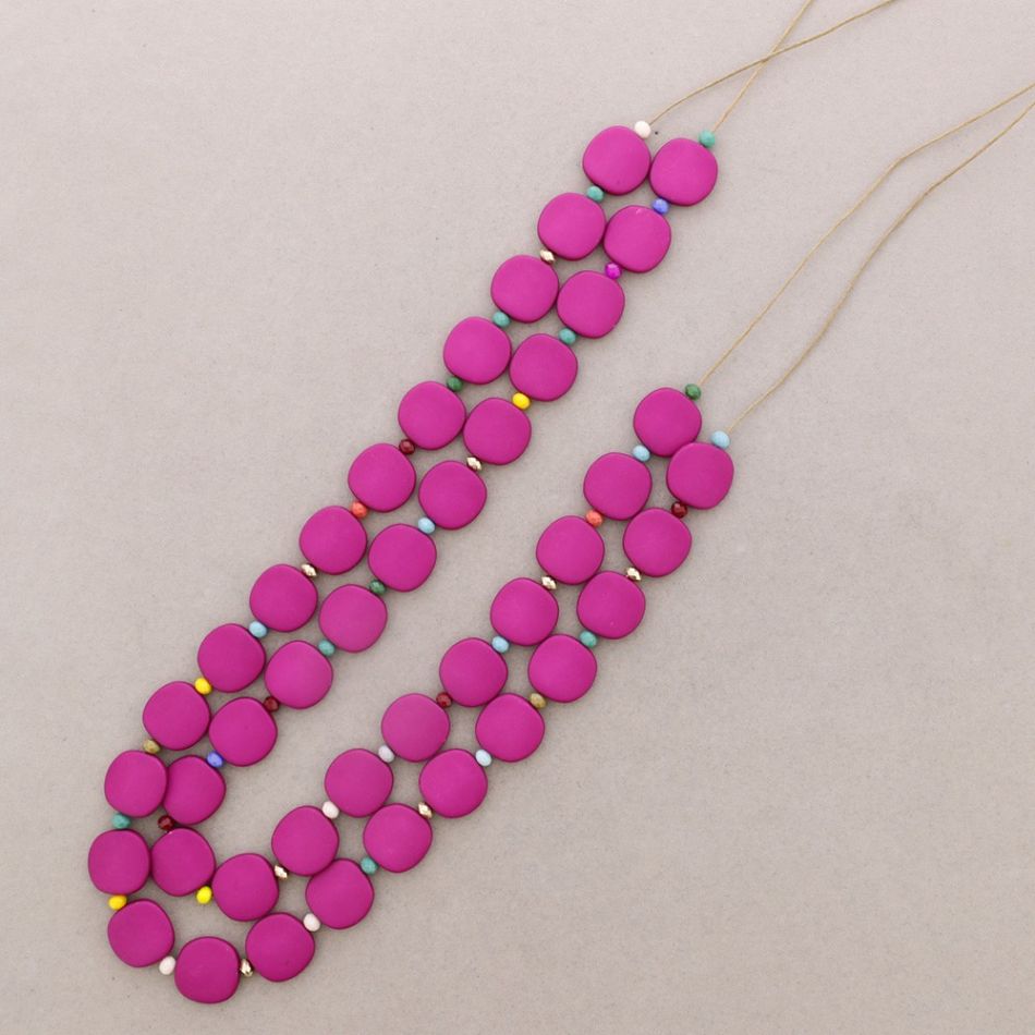 LONG DOUBLE BEADS RESIN NECKLACE