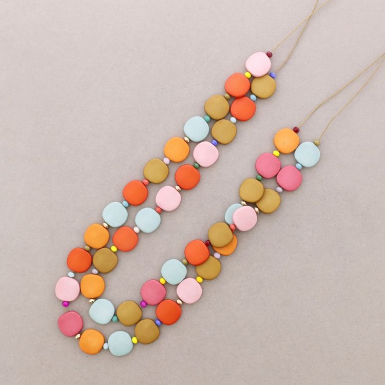 LONG DOUBLE BEADS RESIN NECKLACE