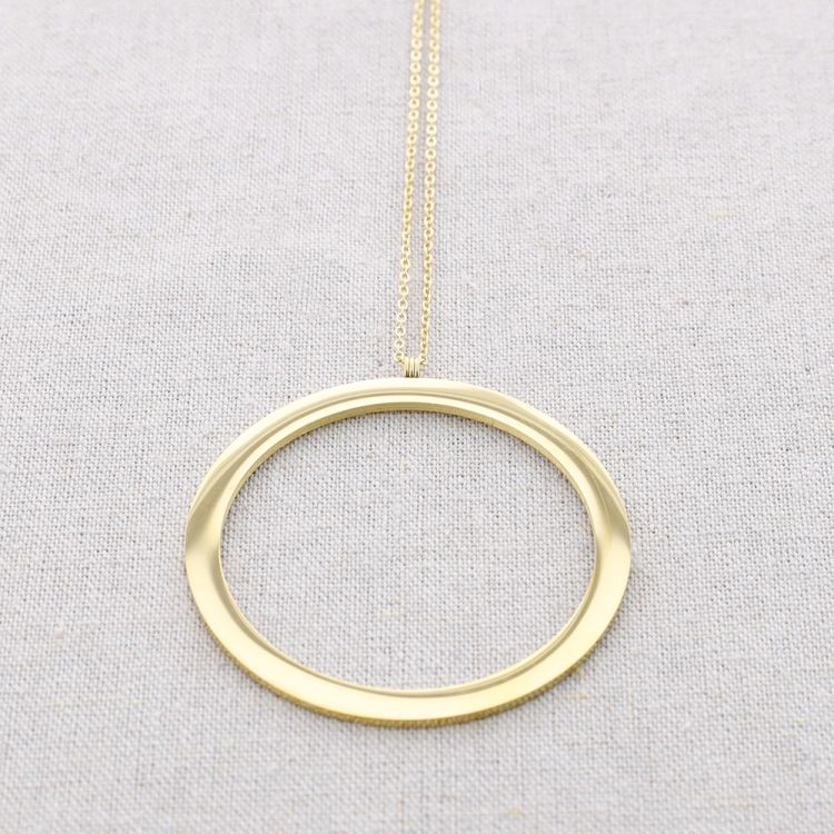 LONG STEEL NECKLACE WITH RING PENDANT